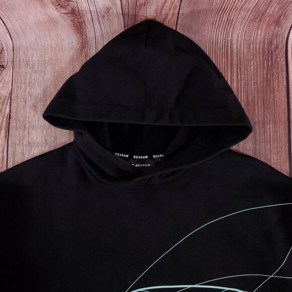 Boxraw Mens Size Small Disciplined Thought Action Oversized Hoodie Black - Picture 3 of 15